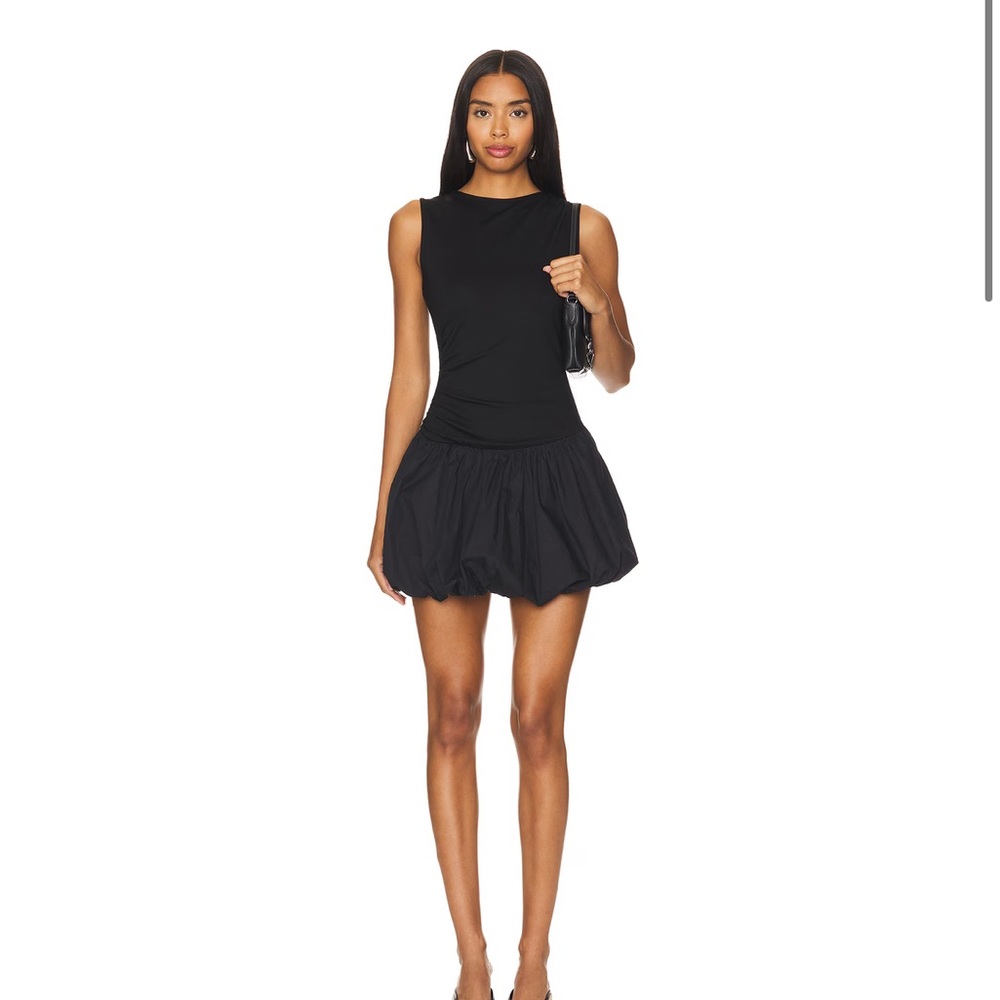 Chic Black Bubble Skirt Dress - Picture 1 of 4